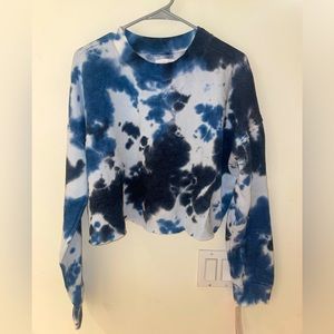 NWT Raw Hem Crew Neck Sweater Tie Dye